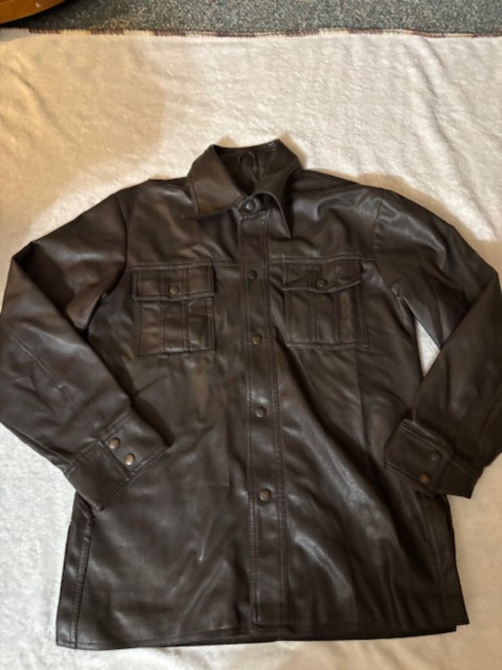 Cabot Women's Medium Brown 100% Polyvinyl Collared Jacket.